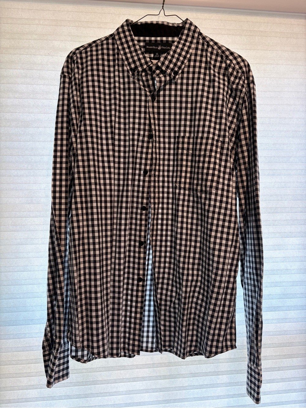 Black and White Gingham Men's Button-Up Shirt